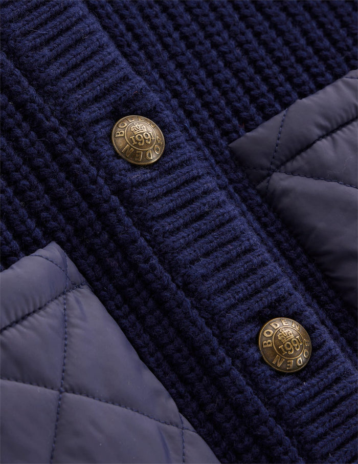 Short Quilted Knitted Jacket Navy