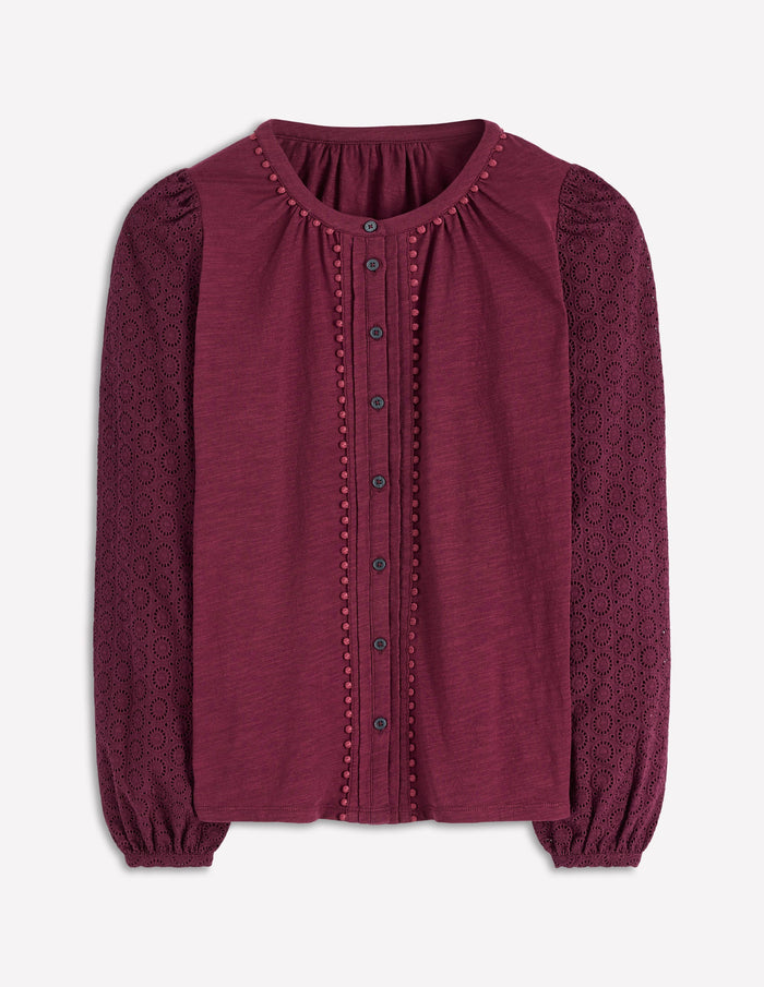 Eden Broderie Jersey Shirt Deep Wisteria