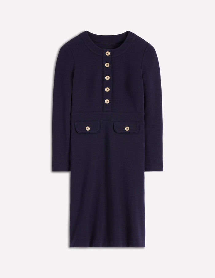 Lavinia Button Shift Dress Navy