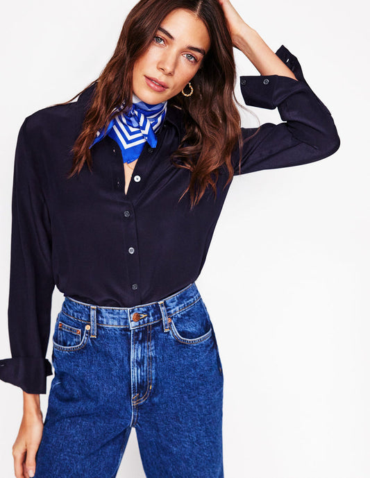 Sienna Silk Shirt Navy