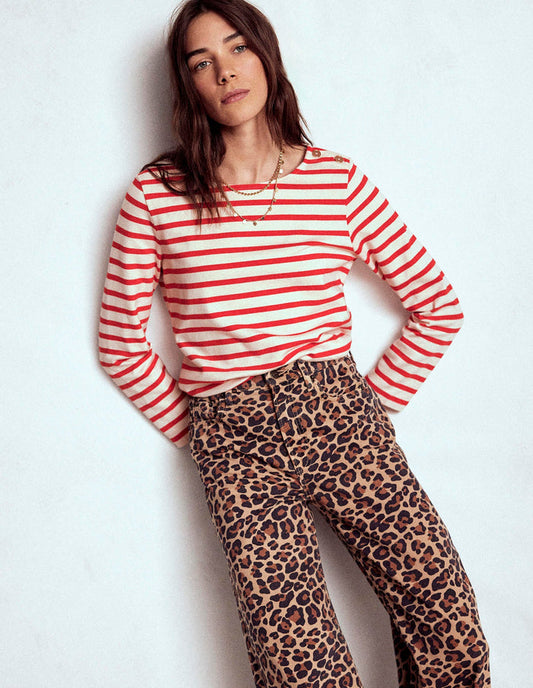 Button Mariner Breton Ivory and Brilliant Red