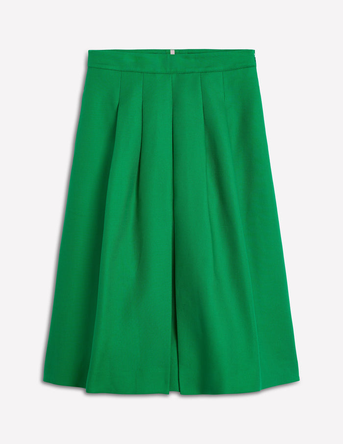 Pleat Detail Midi Skirt Rich Emerald