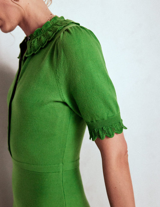 Melina Ruffle Knitted Dress Paradise Green