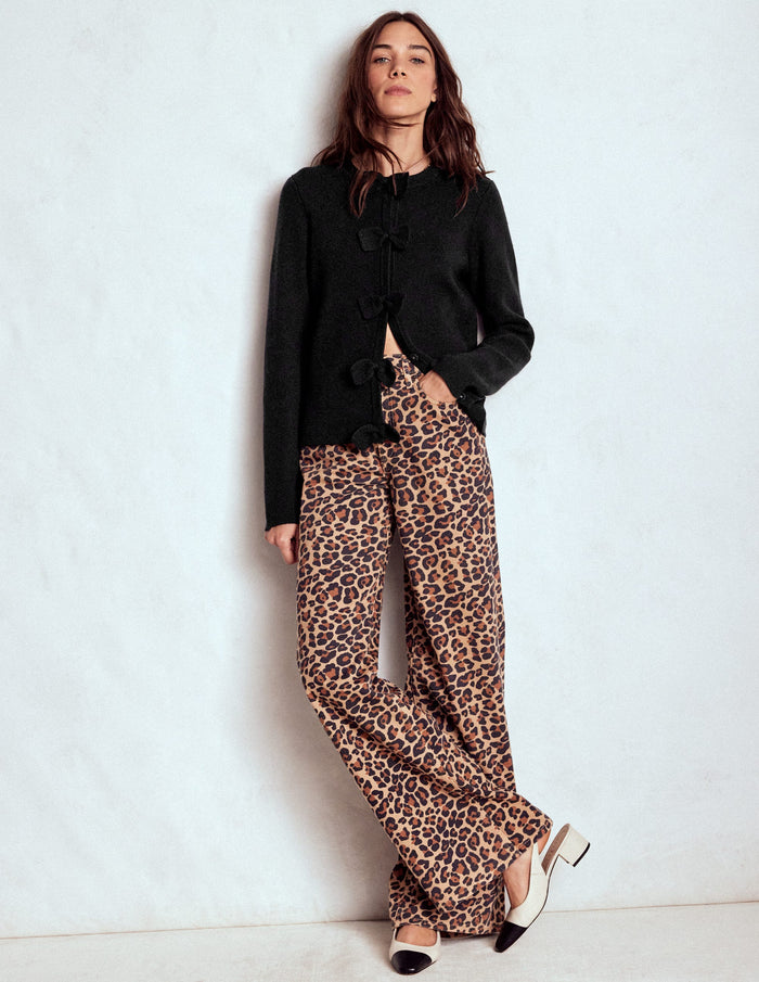 Knitted Bow Cardigan Black