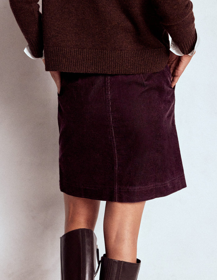 Cecelia Cord Skirt Deep Aubergine
