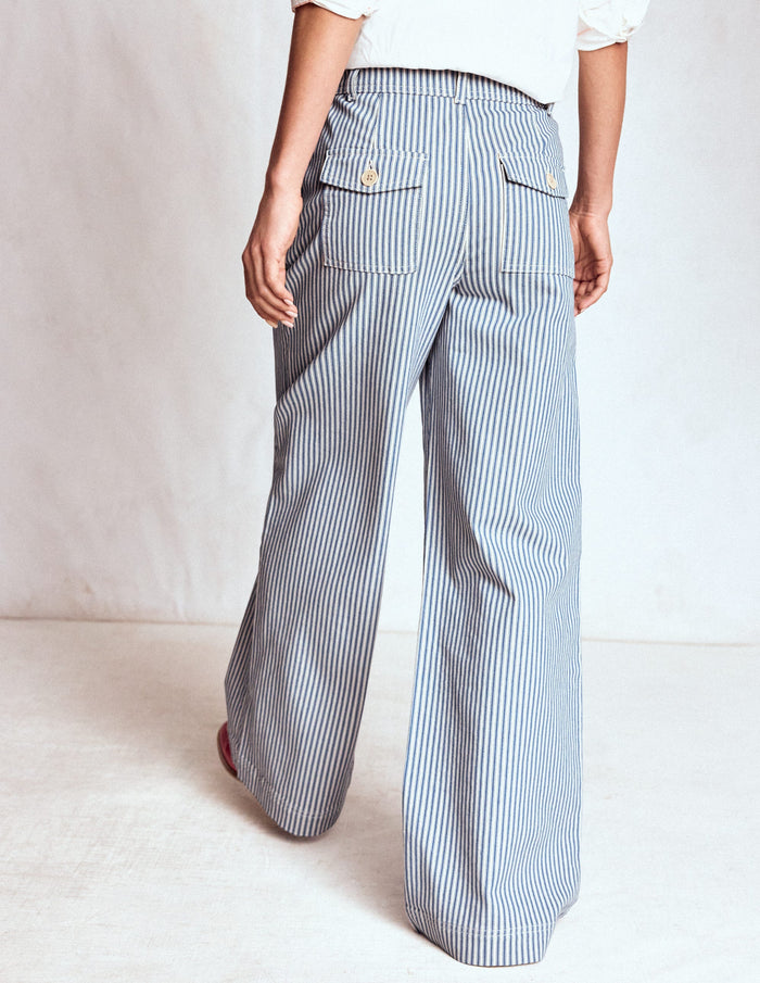 Brompton Wide Leg Pants Blue Stripe