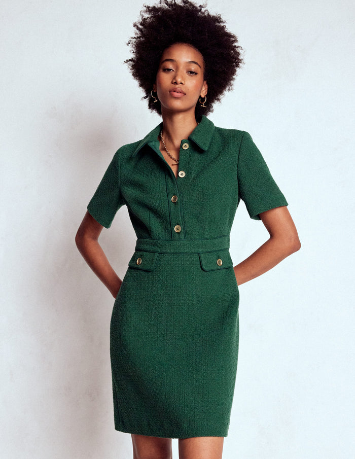 Eda Cotton Shift Dress Emerald Night