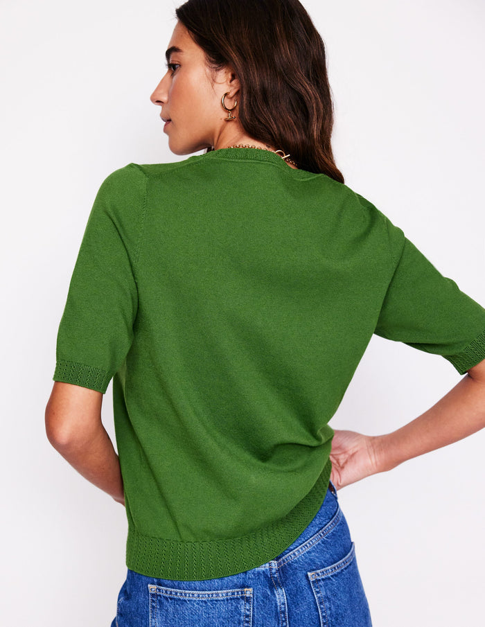 Emilia Cotton Crew T-shirt Promenade Green