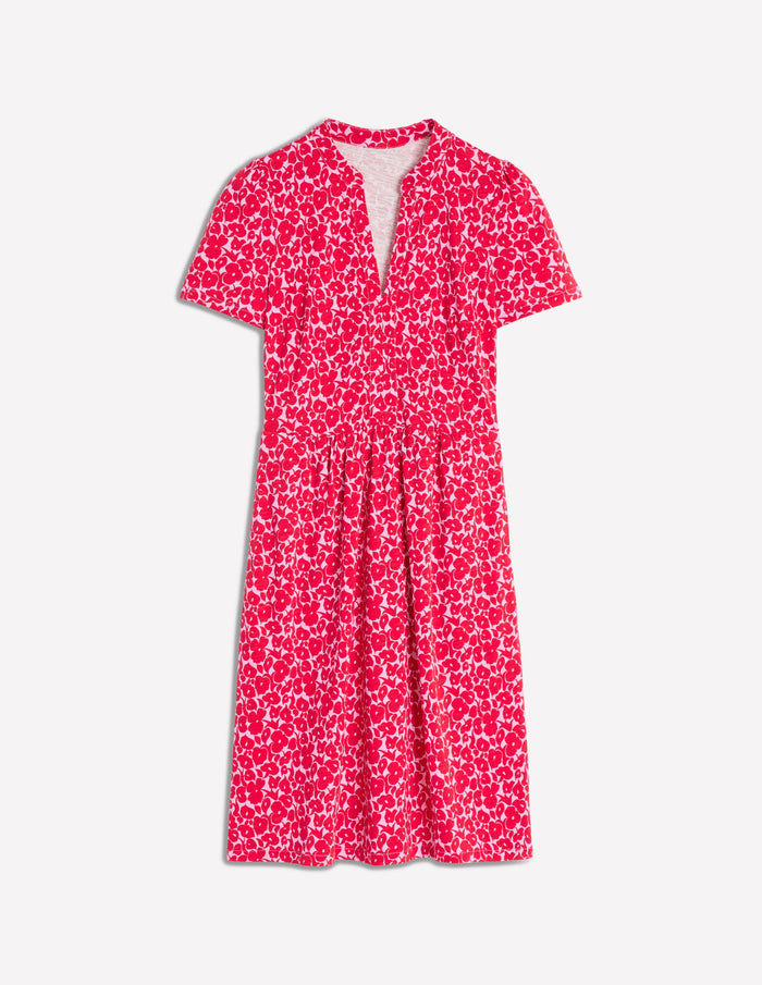 Naomi Short Sleeve Dress Jewel Red, Leafy Grove