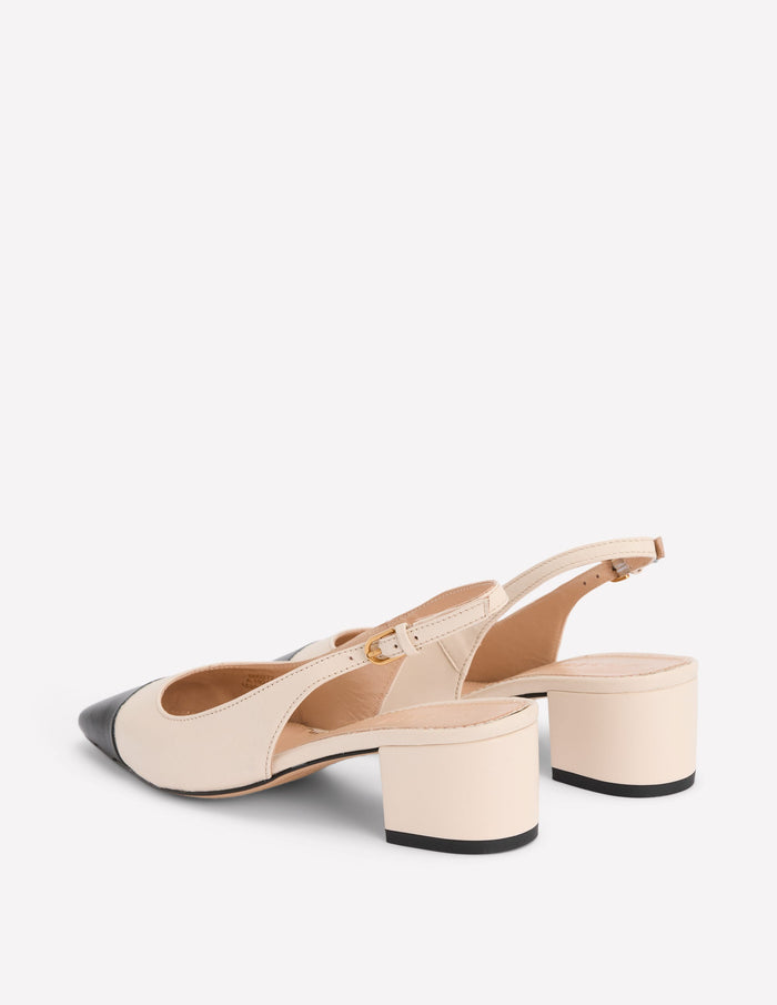 Ailsa Block Heel Slingbacks Ecru