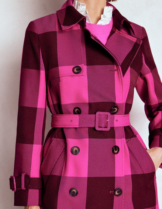 Cheltenham Trench Coat Pink Peony, Chestnut Gingham