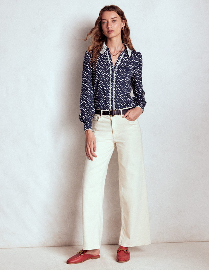 Lace Collar Blouse Navy