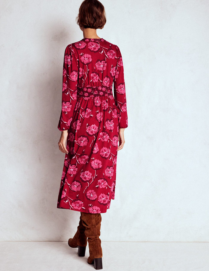 Natalia Long Sleeve Tea Dress Red, Delicate Carnation