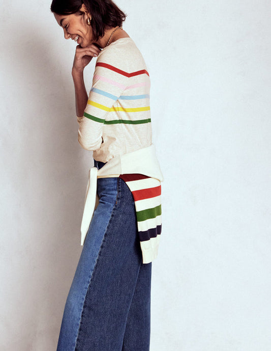 Olivia Long Sleeve Breton Oatmeal Marl Placed Breton