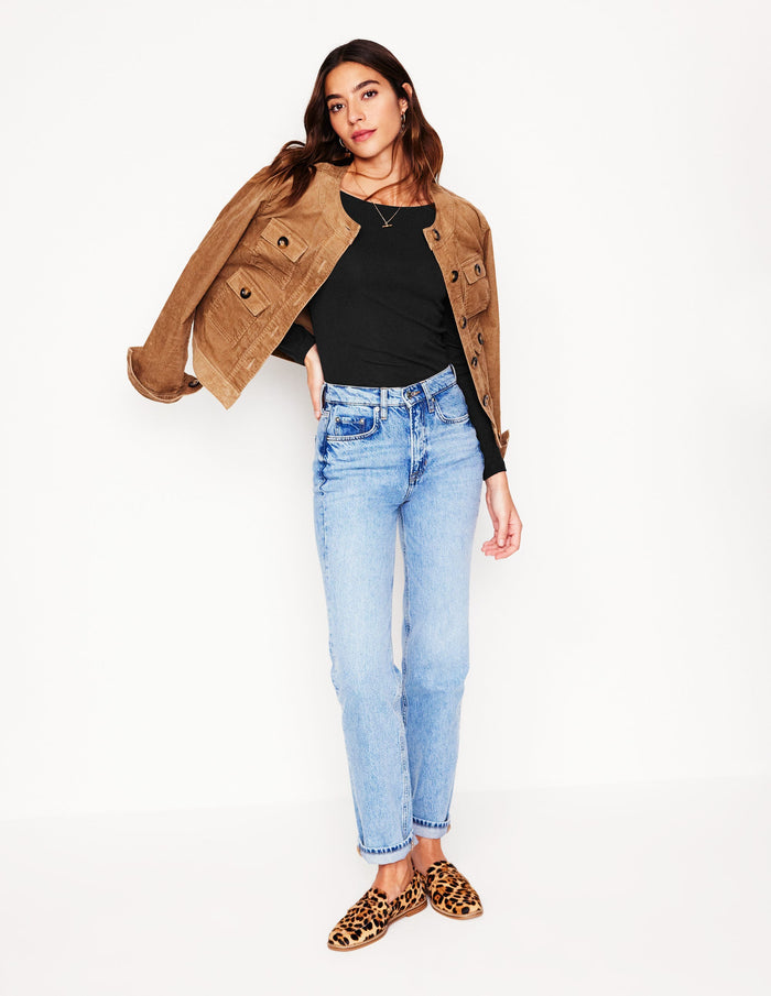Essential Boat-Neck Jersey Top Black