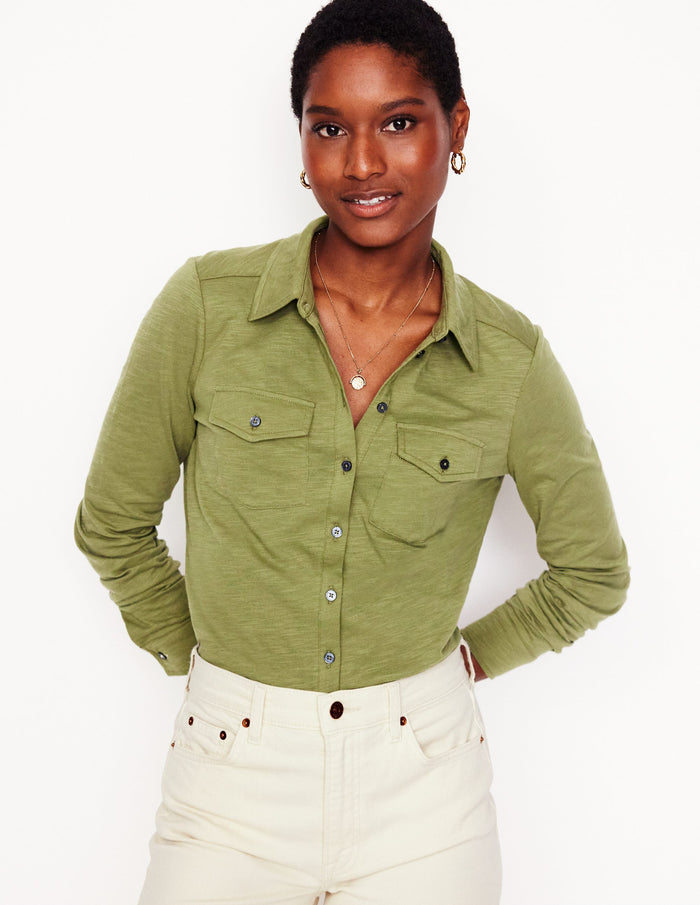 Amy Jersey Shirt Soft Olive