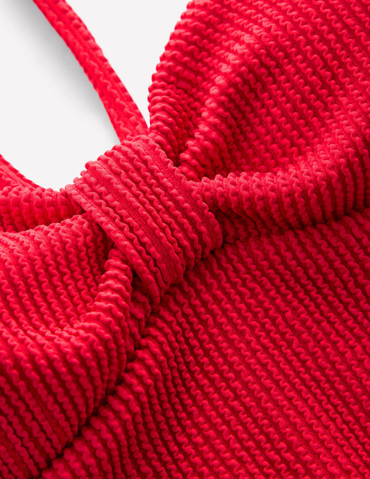 Crinkle Texture Swimsuit Tulip Red