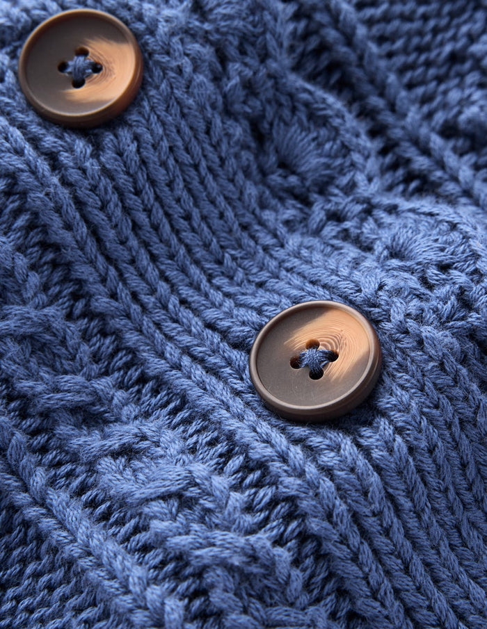 Cotton Textured Cardigan Denim Blue