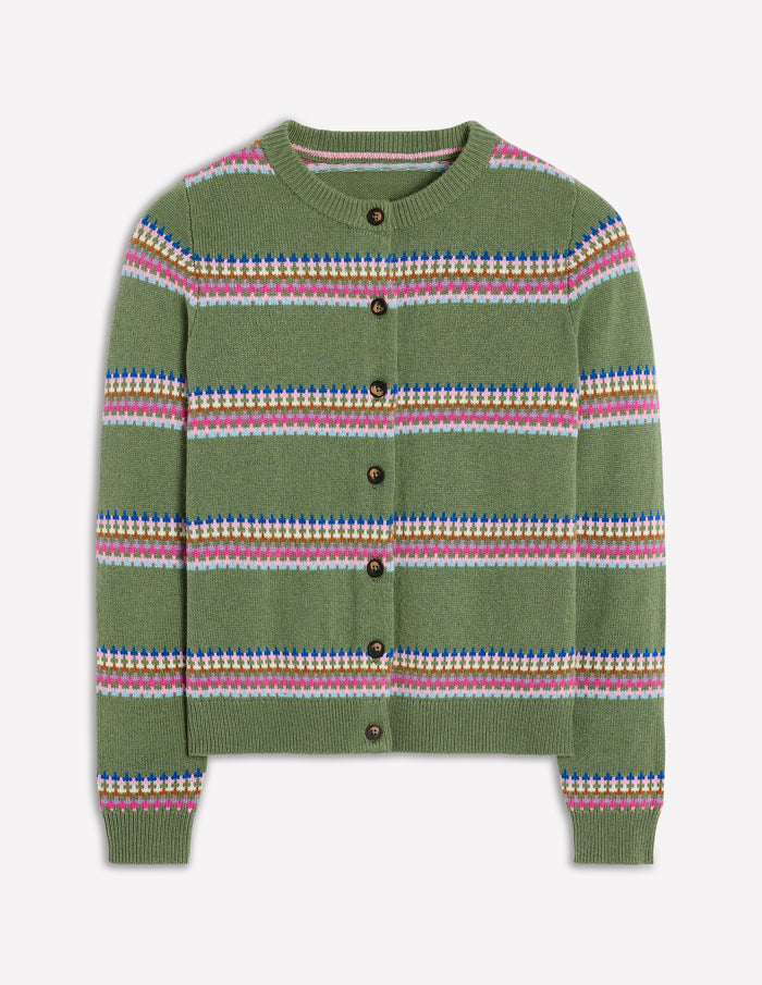 Edie Fair Isle Cardigan Green, Diamond