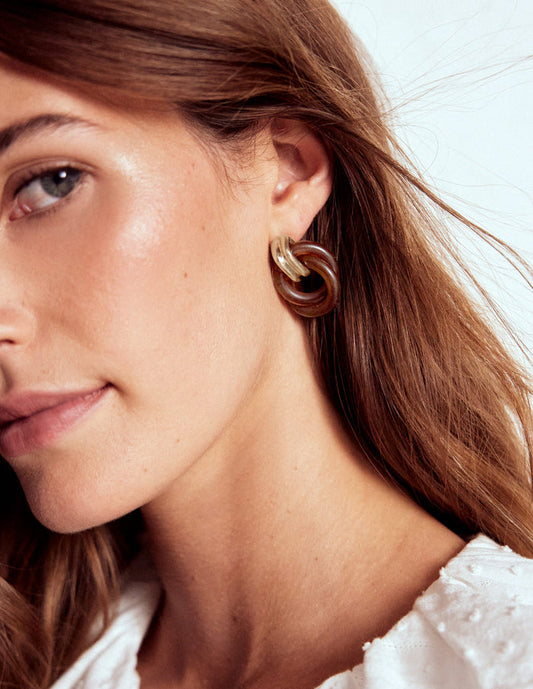 Double Twist Earrings Brown Tort