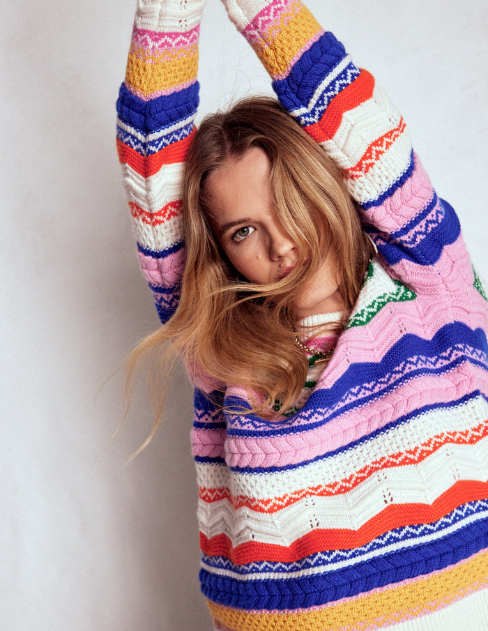 Textured Fair Isle Sweater Multi