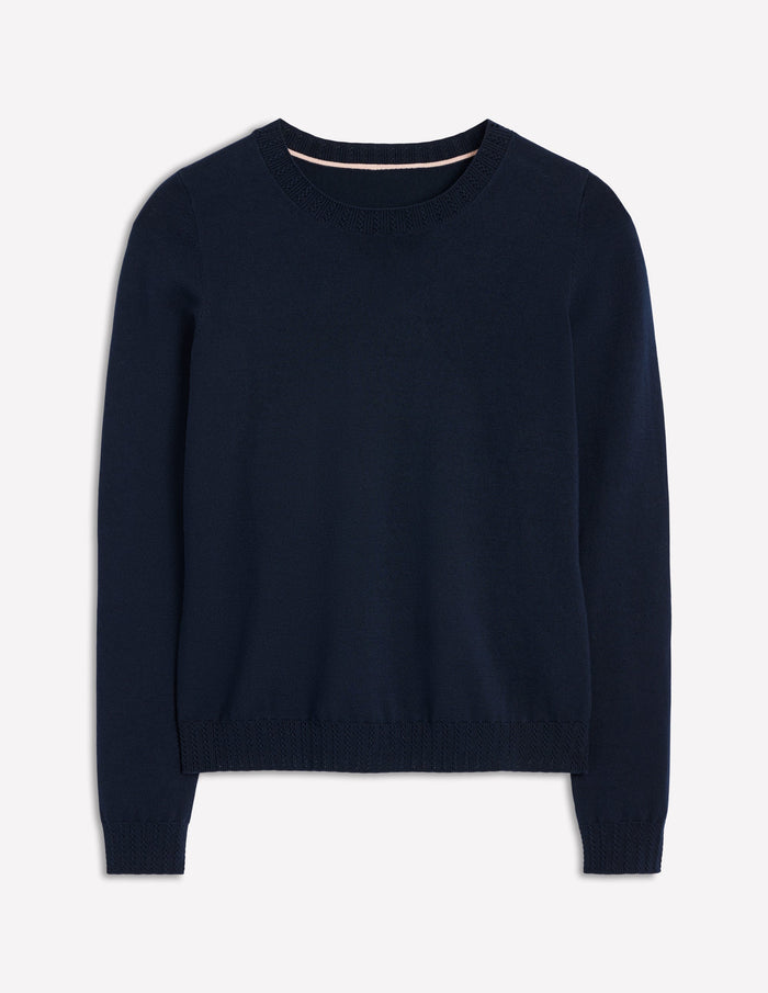Emilia Cotton Crew Sweater Navy