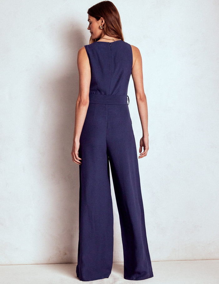 Gwen Slash Neck Jumpsuit Navy