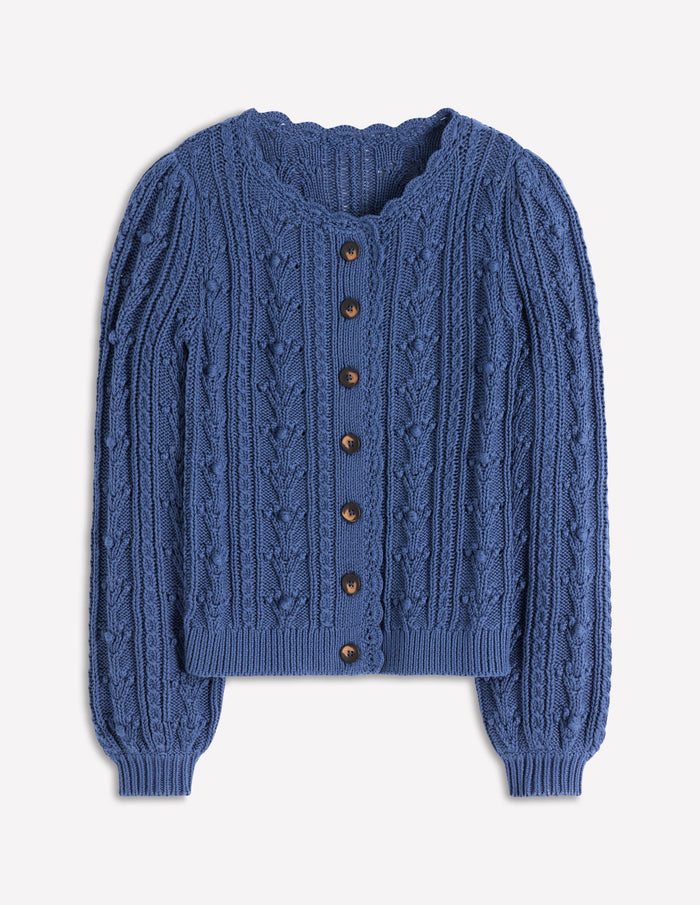 Cotton Textured Cardigan Denim Blue