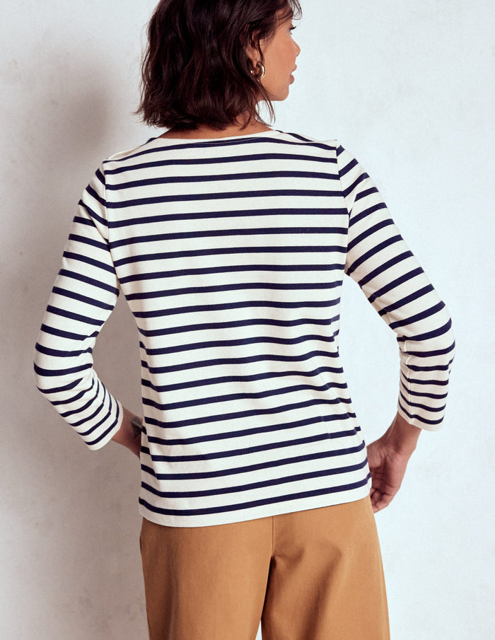 Button Mariner Breton Ivory and Navy Stripe