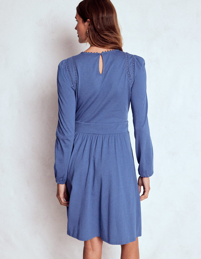 Mila Short Jersey Dress Denim Blue