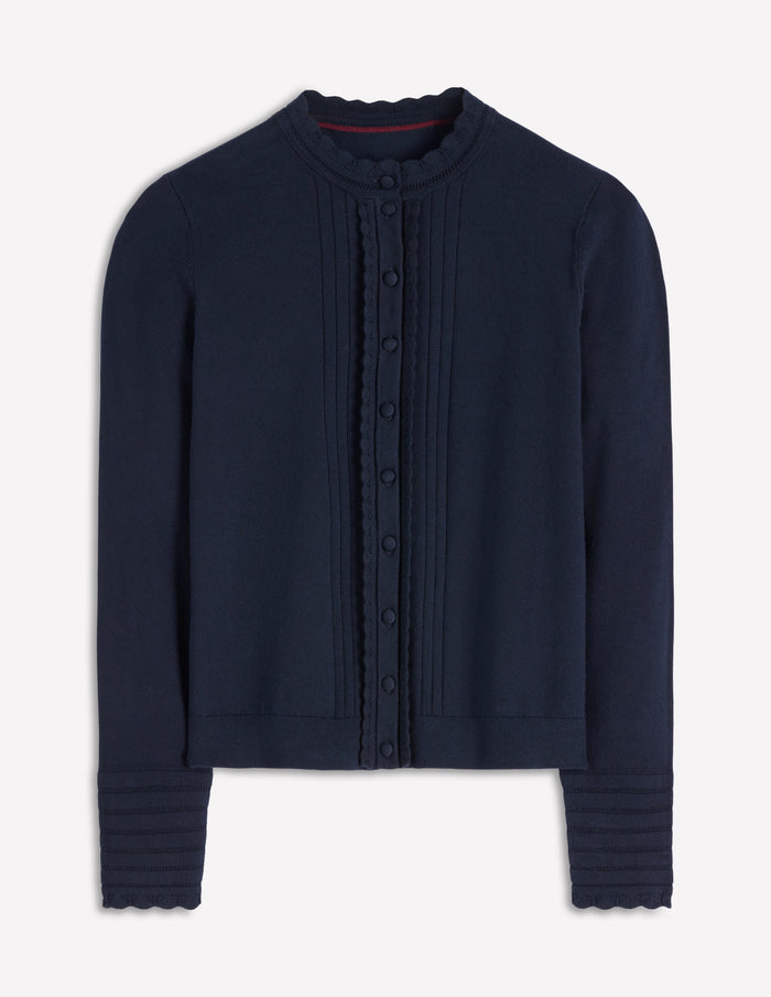 Angela Cotton Scallop Cardigan Navy