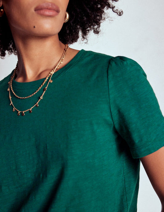 Cotton Puff Sleeve T-Shirt Drake Green