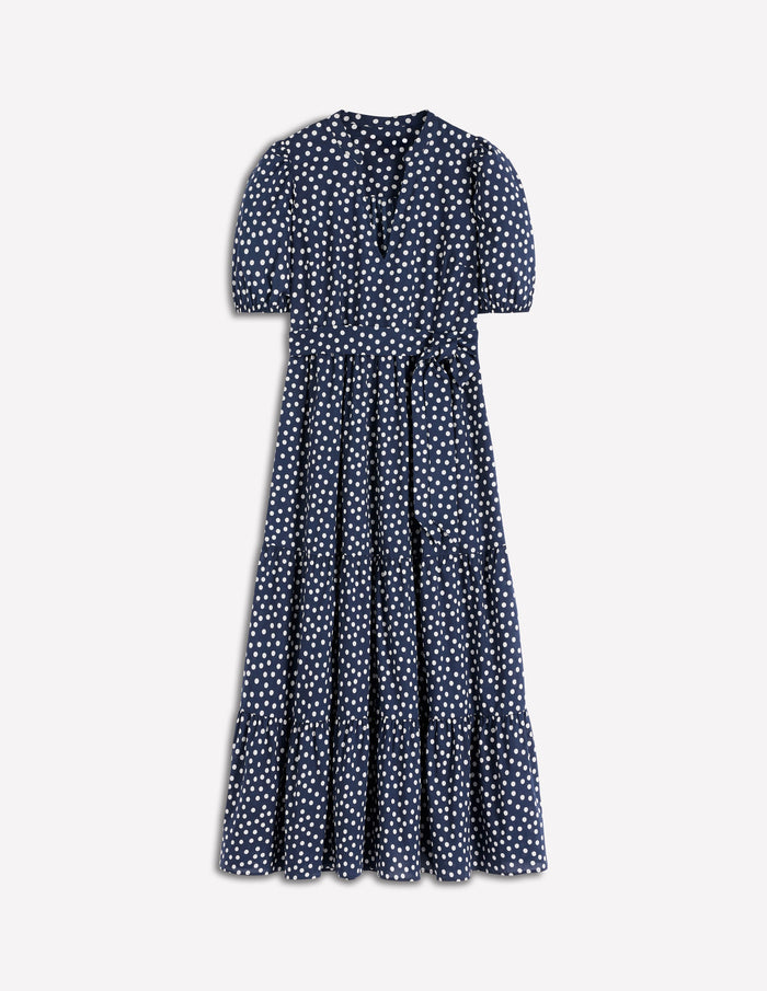 Christabel Cotton Midi Dress French Navy, Painted Dot