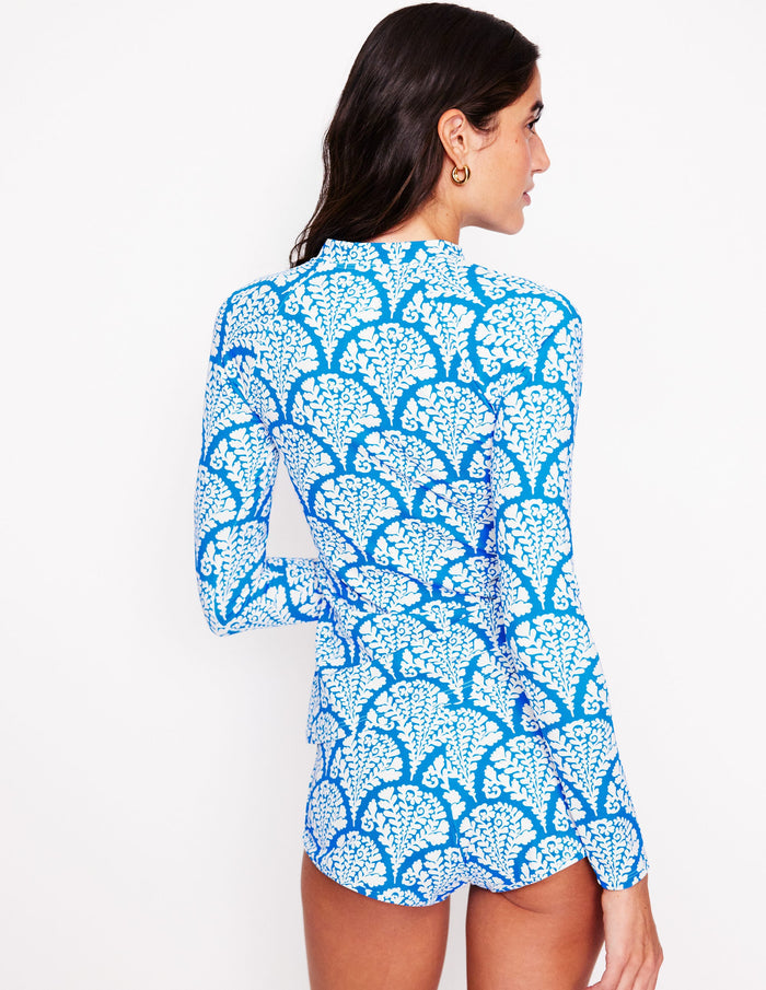 Sun Safe Raglan Rash Vest Bright Blue, Blossomy
