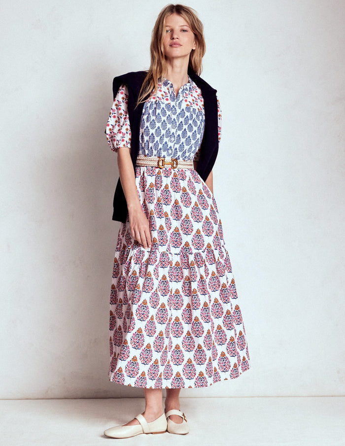 Beatrice Cotton Midi Dress Multi, Wildflower Bouquet