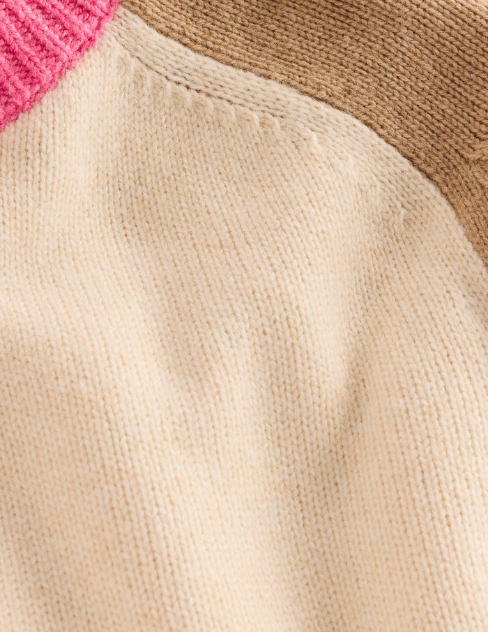 Marion Merino Sweater Warm Ivory, Colourblock
