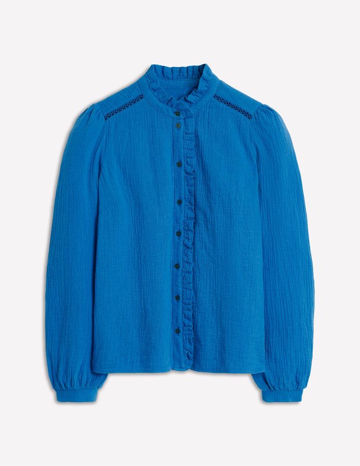 Helena Double Cloth Top Kingfisher Blue