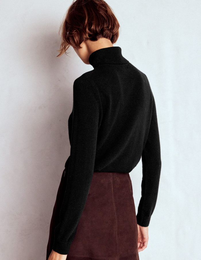 Eva Cashmere Roll Neck Sweater Black