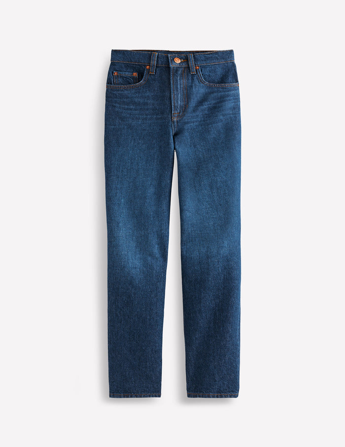High Rise Rigid Straight Jeans Indigo Rinse
