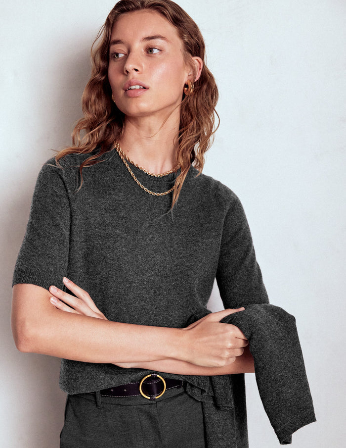 Eva Cashmere T-Shirt Charcoal Melange