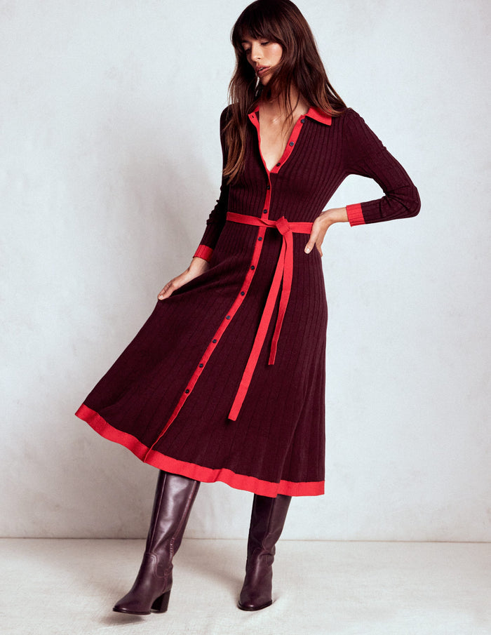 Rachel Knitted Shirt Dress Deep Wisteria
