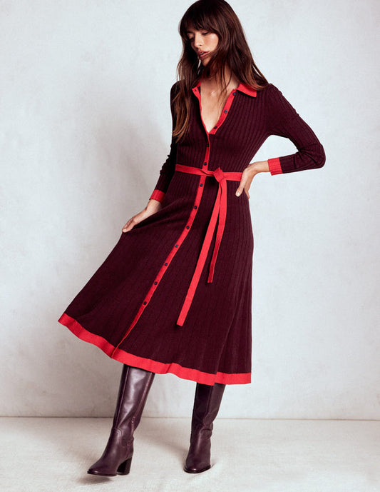 Rachel Knitted Shirt Dress Deep Wisteria