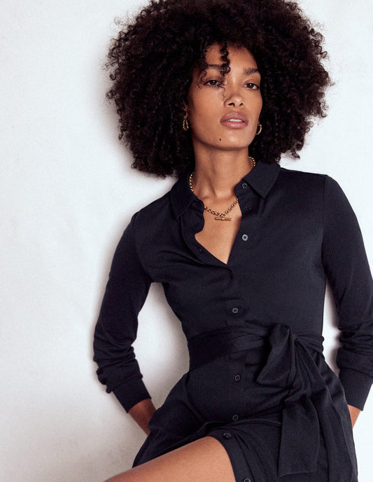 Marcia Jersey Shirt Dress Navy