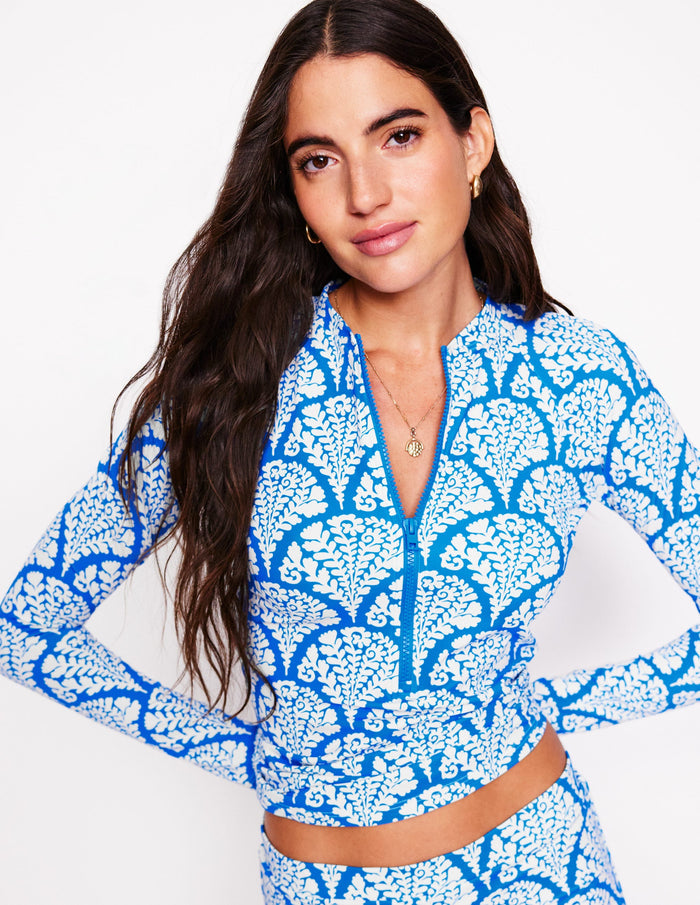Sun Safe Raglan Rash Vest Bright Blue, Blossomy