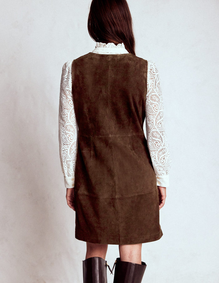 Evelyn Suede Shift Dress Dark Chocolate