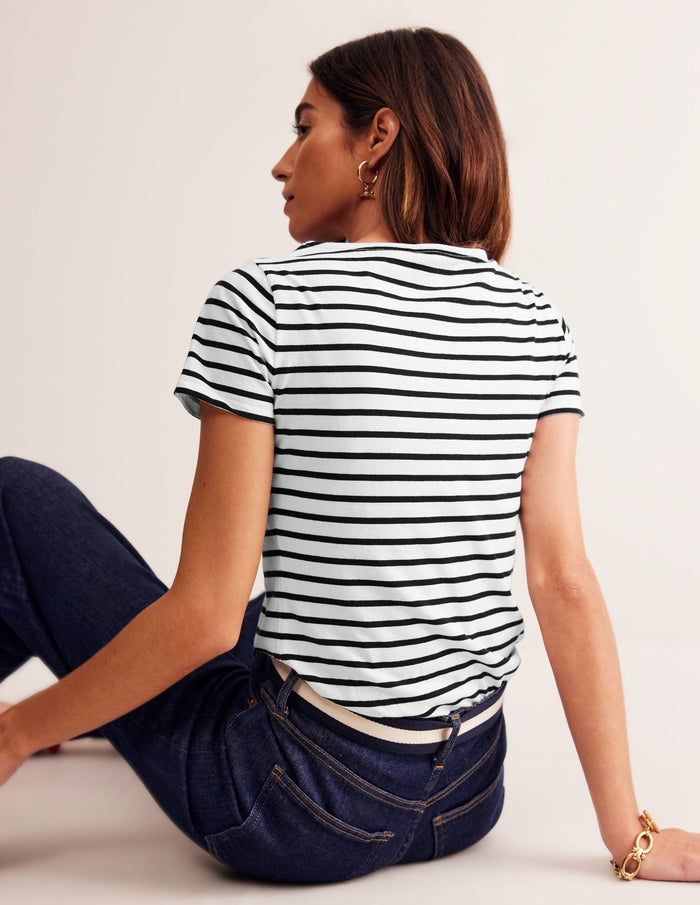 Ella Short Sleeve Breton Ivory, Black