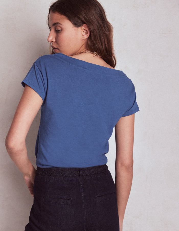 Supersoft Boat Neck T-Shirt Denim Blue