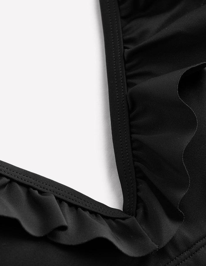Evia Ruffle Bikini Top Black