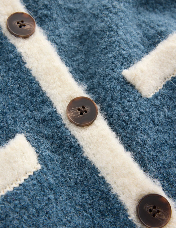 Holly Boucle Knitted Jacket Denim Blue Boucle