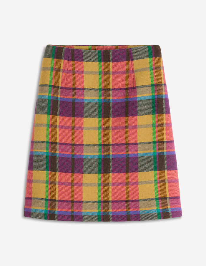Gia Wool Short Skirt PoppyRed and Pink Multigingham